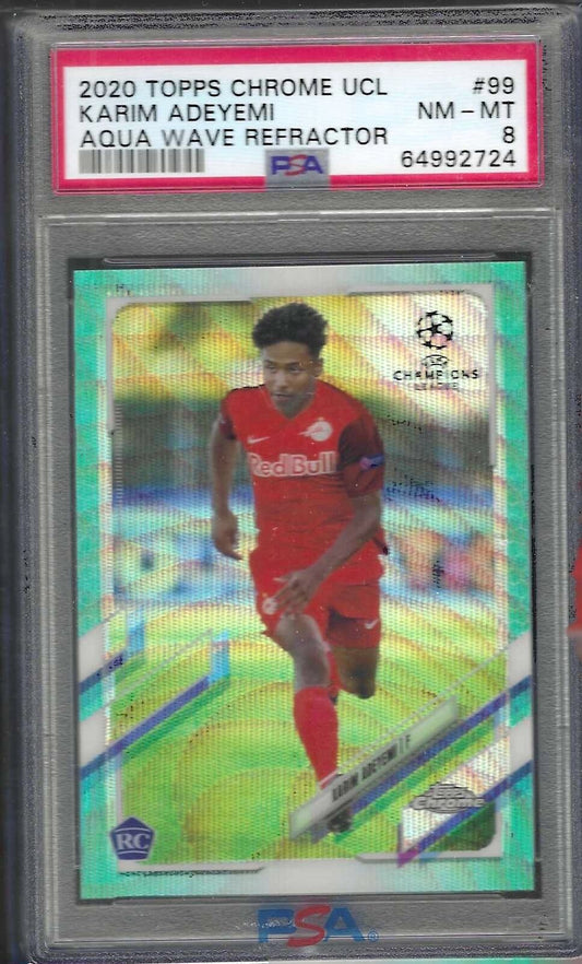 KARIM ADEYEMI 2020 TOPPS CHROME AQUA WAVE REFRACTOR RC /199 PSA 8 NEAR MINT