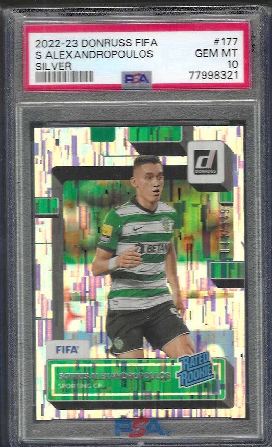 SOTIRIS ALEXANDROPOULOS 2023 PANINI DONRUSS SILVER FOIL RC /349 PSA 10 POP 1/1