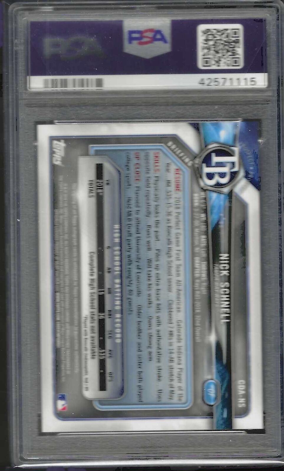 NICK SCHNELL 2018 BOWMAN DRAFT CHROME 1ST PROSPECT AUTO #CDA-NS PSA 10 GEM MINT