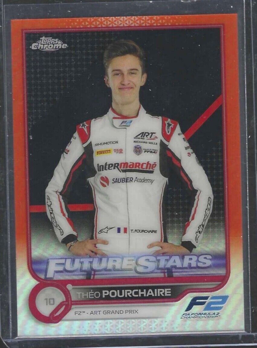 THEO POURCHAIRE 2022 TOPPS CHROME F1 RED ORANGE REFRACTOR FUTURE STARS #86