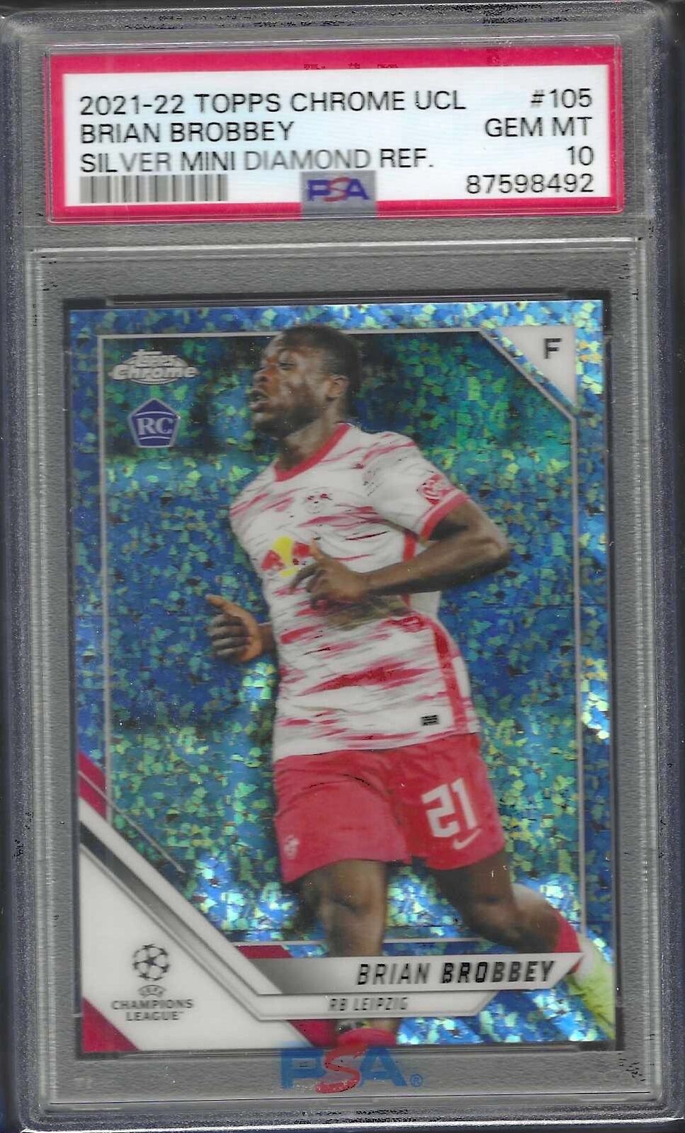 BRIAN BROBBEY 2021-22 TOPPS CHROME SILVER MINI DIAMOND RC /275 PSA 10 GEM POP 3