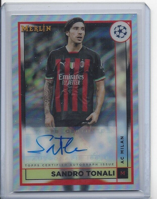 SANDRO TONALI 2022-23 TOPPS MERLIN CHROME AC MILAN REFRACTOR AUTO