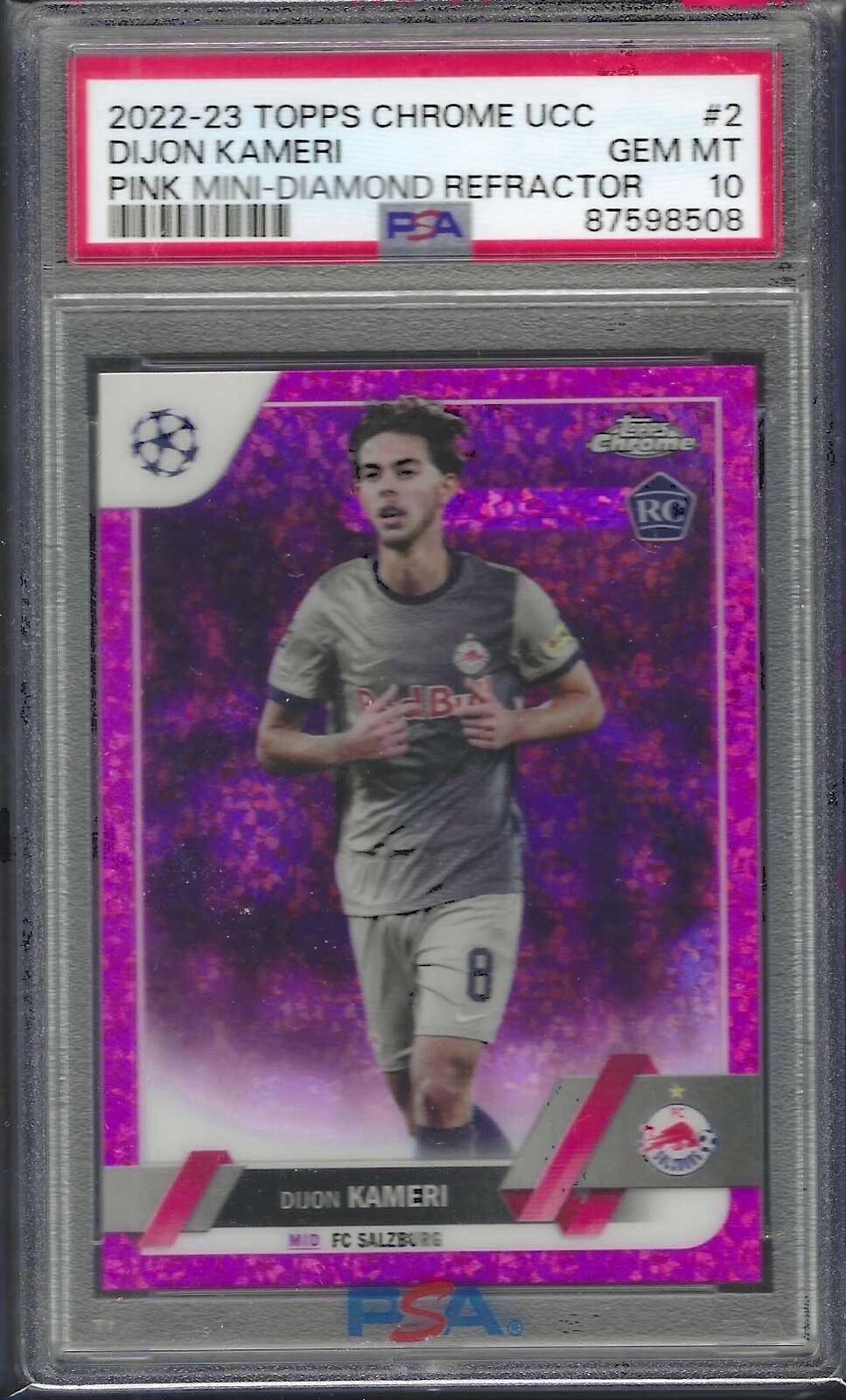 DIJON KAMERI 2022-23 TOPPS CHROME PINK MINI-DIAMOND REF RC /175 PSA 10 POP 2
