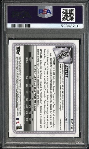 LUIS ROBERT 2020 BOWMAN CHROME SAPPHIRE EDITION REFRACTOR RC #150 PSA 10 GEM