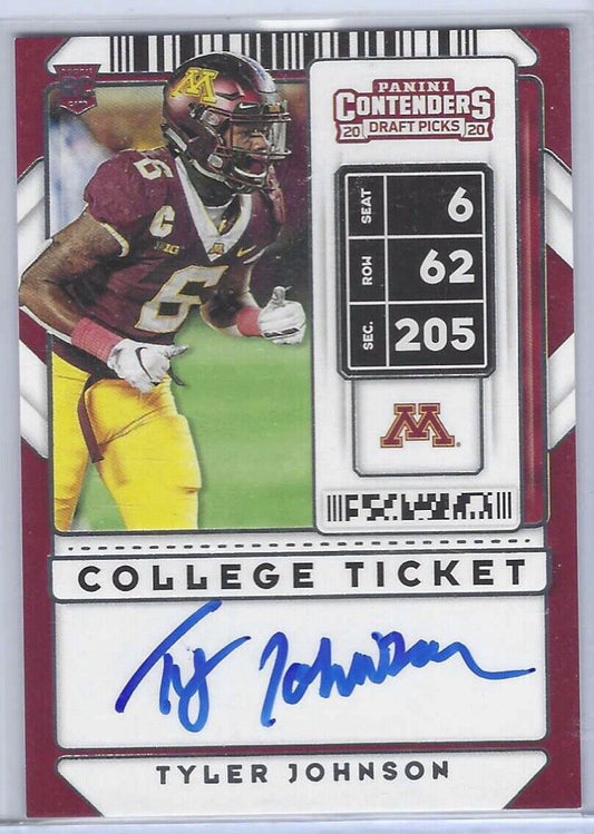 TYLER JOHNSON 2020 CONTENDERS DRAFT PICKS COLLEGE TICKET AUTO RC #118