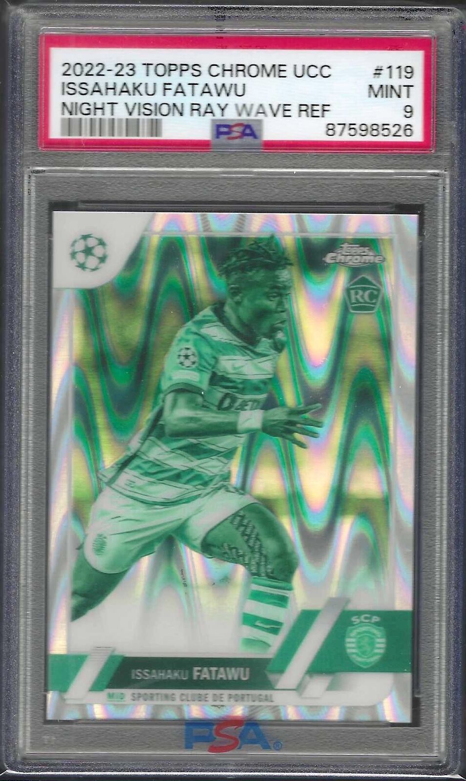 ISSAHAKU FATAWU 2022-23 TOPPS CHROME NIGHT VISION RAYWAVE RC /225 PSA 9 POP 1/1