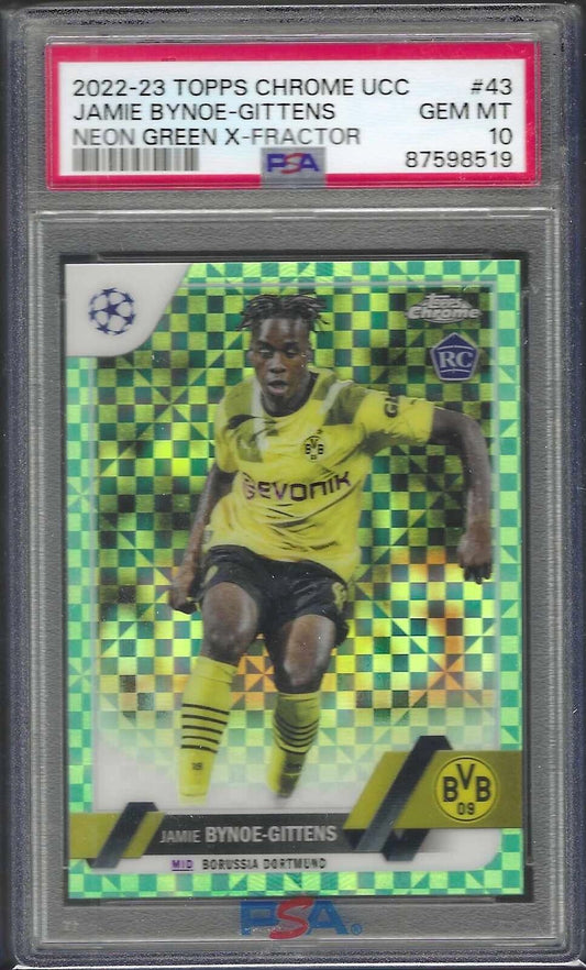 JAMIE BYNOE-GITTENS 2022-23 TOPPS CHROME GREEN X-FRACTOR RC /399 PSA 10 POP 7