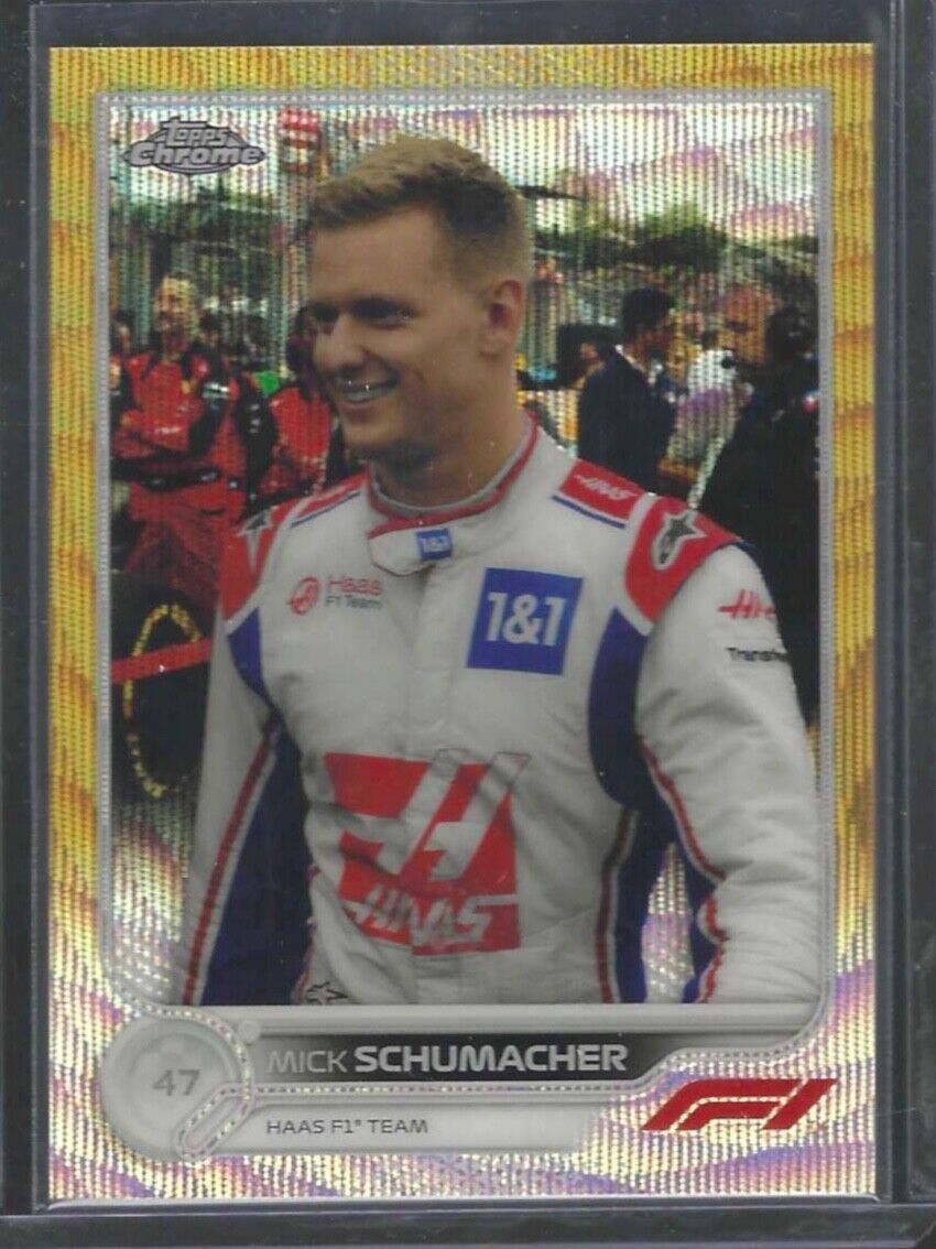 MICK SCHUMACHER 2022 TOPPS CHROME F1 GOLD WAVE REFRACTOR #D 37/50