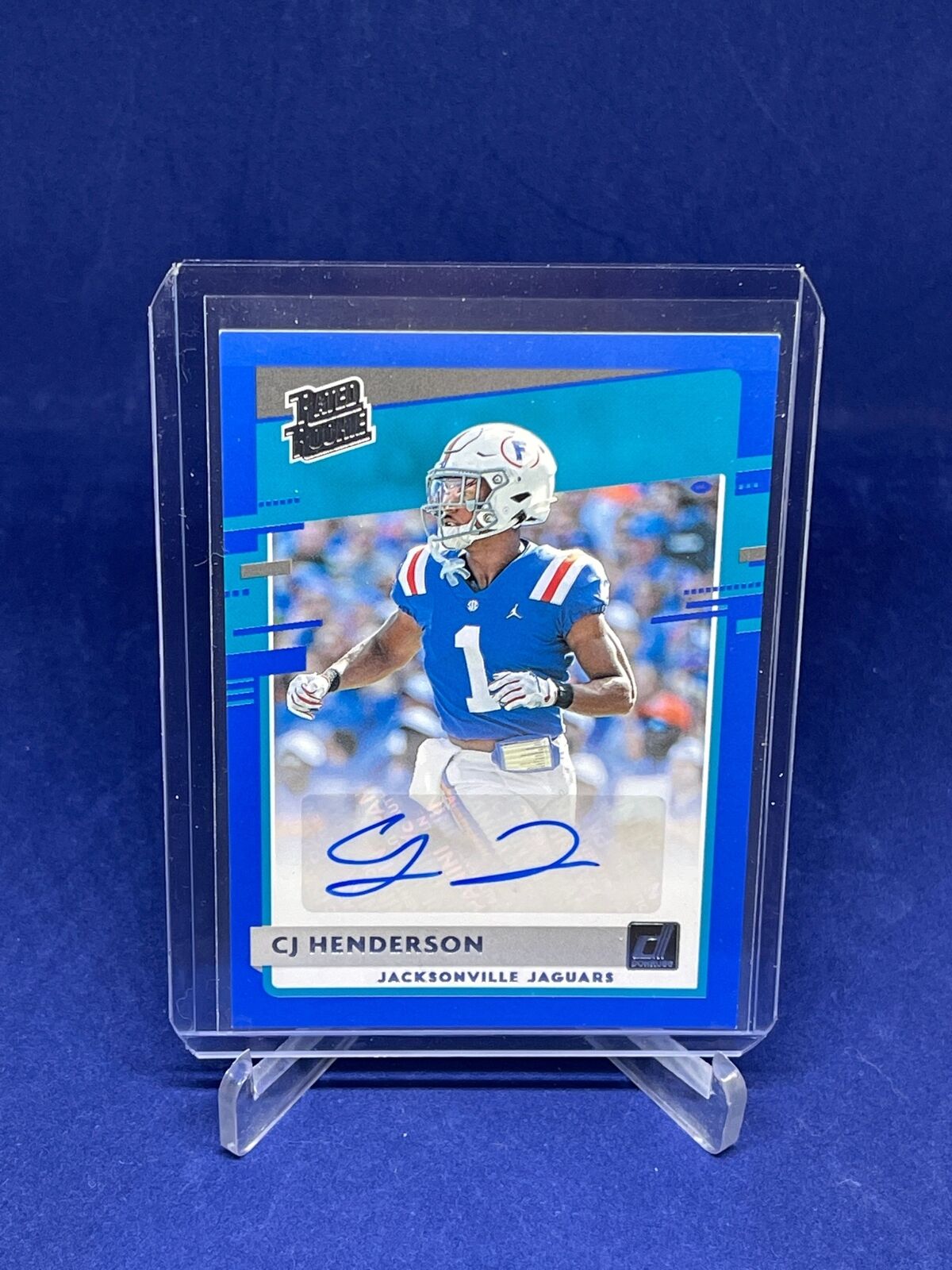 CJ HENDERSON 2020 PANINI DONRUSS RATED ROOKIE BLUE AUTO RC #348