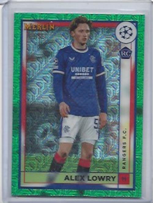 ALEX LOWRY 2022-23 TOPPS MERLIN CHROME GREEN MOJO REFRACTOR RC #D 80/99