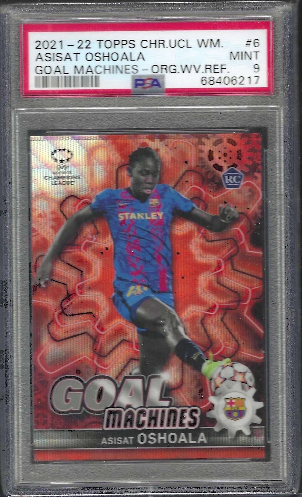 ASISAT OSHOALA 2021-22 TOPPS CHROME GOAL MACHINES ORANGE WAVE RC /25 PSA 9 POP 2