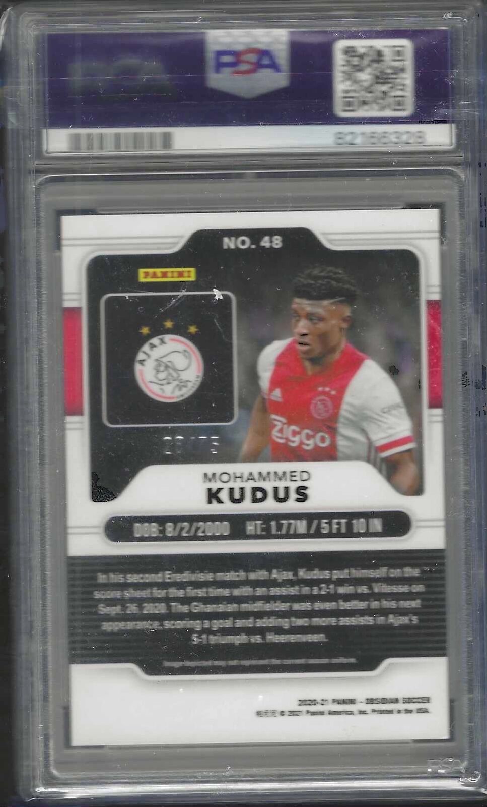 MOHAMMED KUDUS 2020 PANINI OBSIDIAN PURPLE ETCH ROOKIE RC /75 PSA 9 MINT POP 7