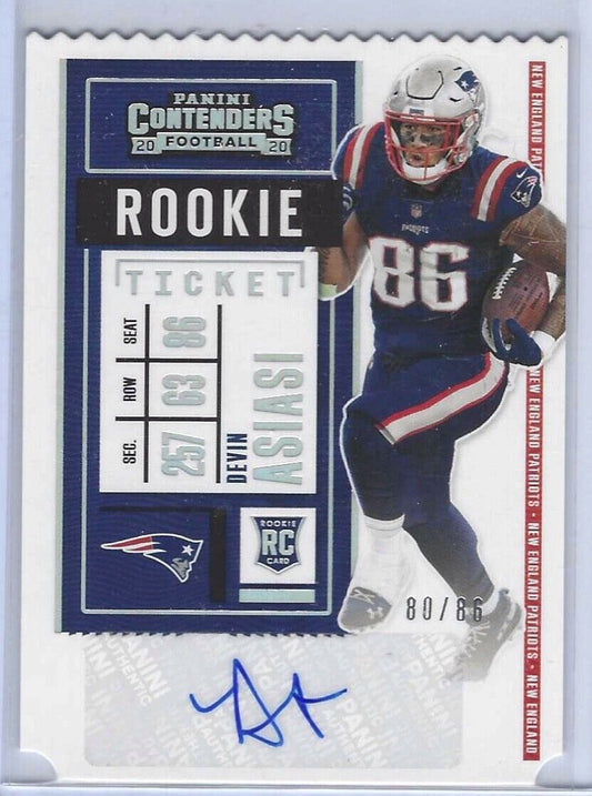 DEVIN ASIASI 2020 CONTENDERS ROOKIE TICKET STUB DIE CUT AUTO RC #D 80/86