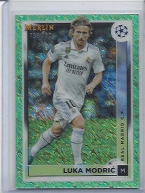 LUKA MODRIC 2022-23 TOPPS MERLIN CHROME GREEN SHIMMER REFRACTOR #D 198/350