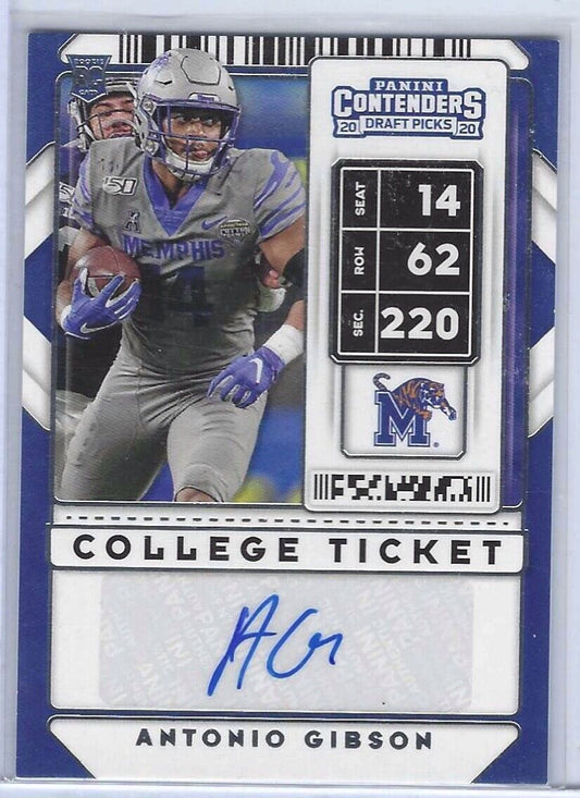 ANTONIO GIBSON 2020 CONTENDERS DRAFT PICKS COLLEGE TICKET AUTO RC #313