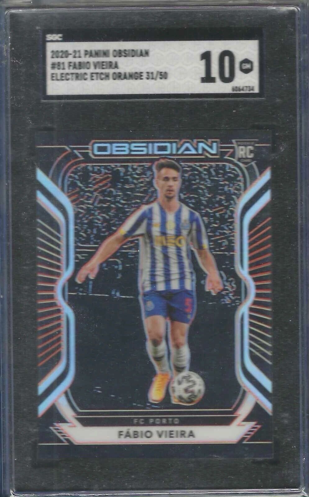 FABIO VIEIRA 2020-21 PANINI OBSIDIAN ELECTRIC ETCH ORANGE ETCH RC /50 SGC 10