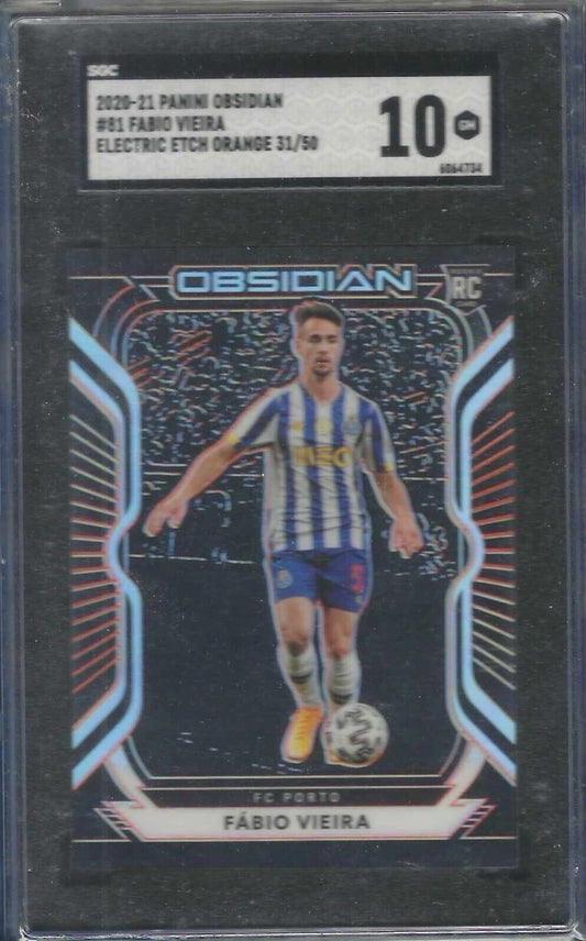 FABIO VIEIRA 2020-21 PANINI OBSIDIAN ELECTRIC ETCH ORANGE ETCH RC /50 SGC 10