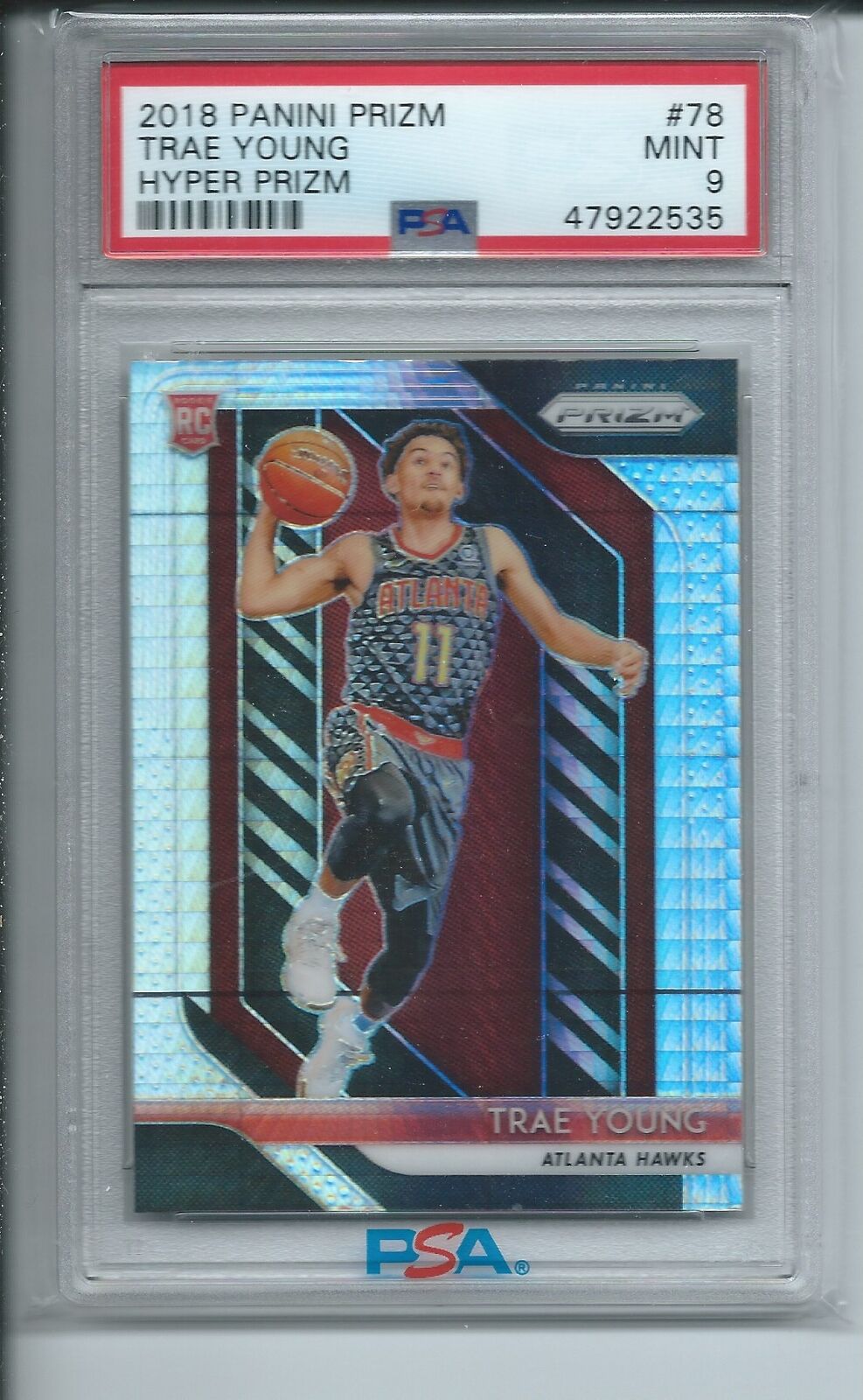 TRAE YOUNG 2018-19 PANINI PRIZM HYPER PRIZMS RC #78 PSA 9 MINT