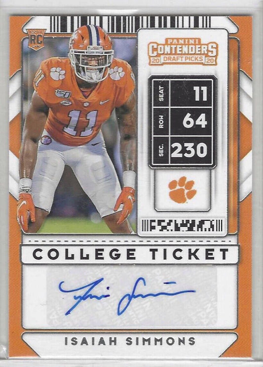 ISAIAH SIMMONS 2020 CONTENDERS DRAFT PICKS COLLEGE TICKET AUTO RC #158