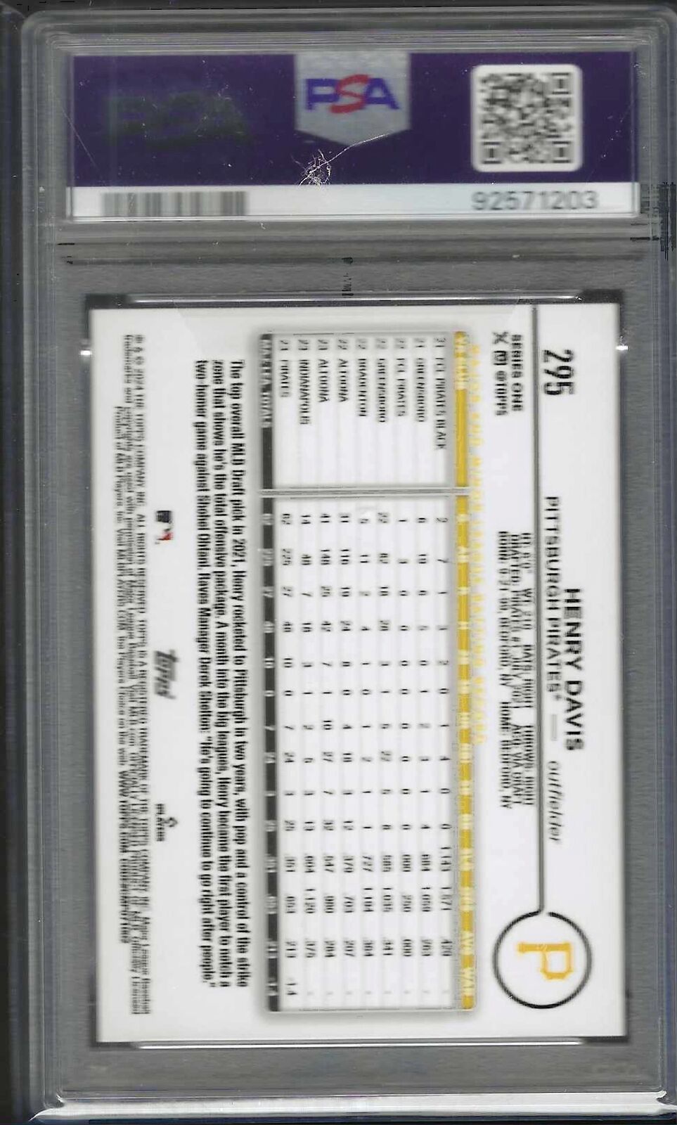 HENRY DAVIS 2024 TOPPS RAINBOW FOIL ROOKIE RC #295 PSA 10 GEM MINT