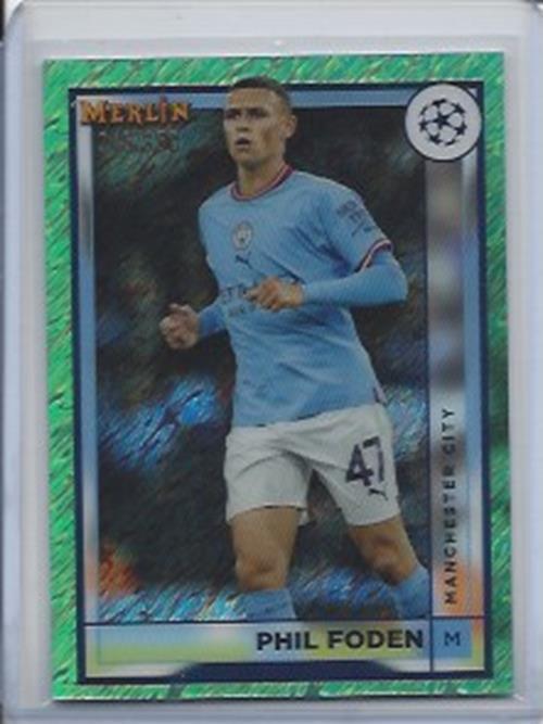PHIL FODEN 2022-23 TOPPS MERLIN CHROME GREEN SHIMMER REFRACTOR #D 245/350