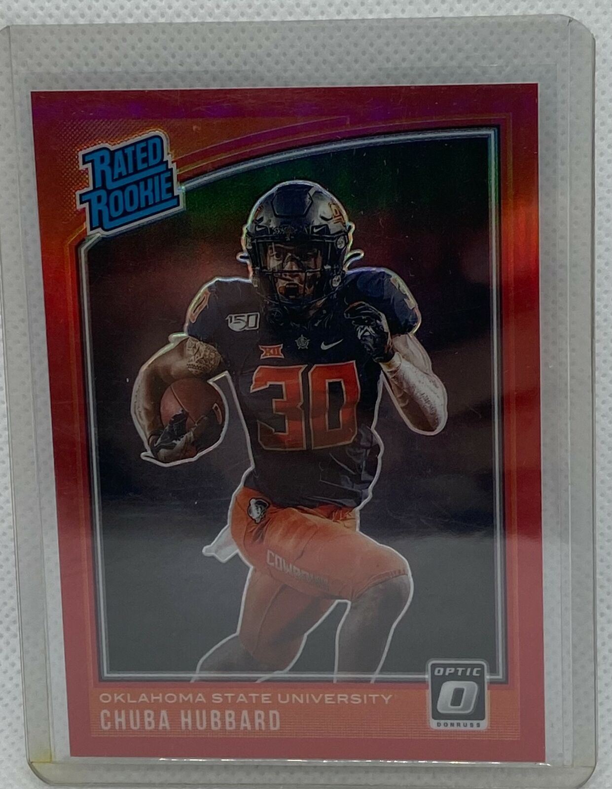 CHUBA HUBBARD 2021 PANINI CHRONICLES OPTIC RATED ROOKIE RED PRIZM RC #D 038/149