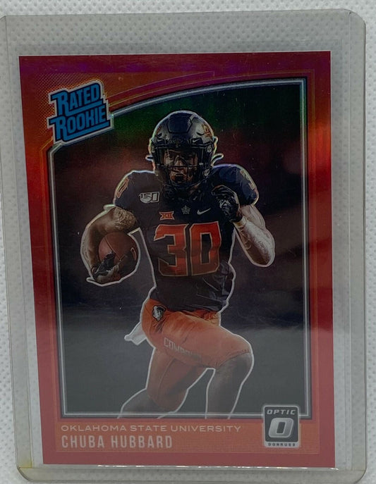 CHUBA HUBBARD 2021 PANINI CHRONICLES OPTIC RATED ROOKIE RED PRIZM RC #D 038/149