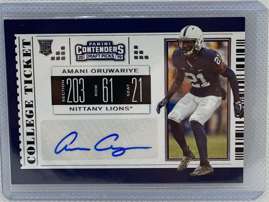 AMANI ORUWARIYE 2019 CONTENDERS DRAFT PICKS COLLEGE TICKET AUTO RC #187