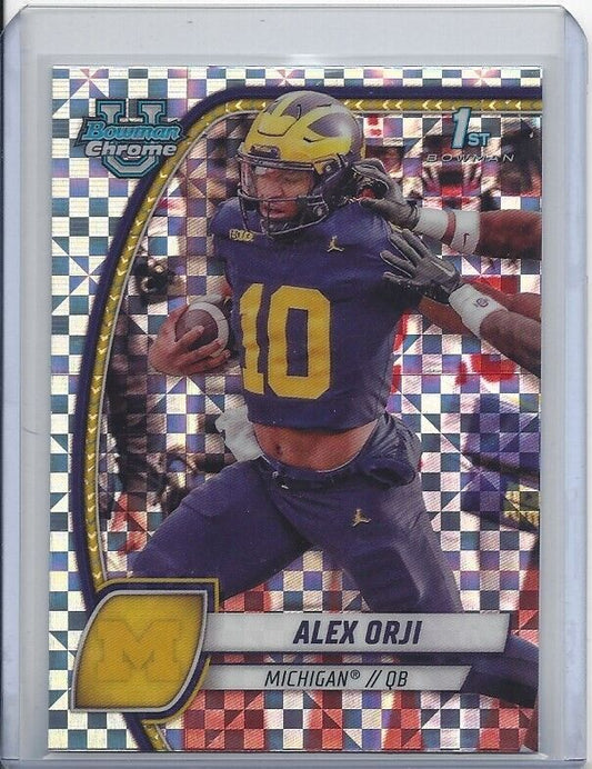 ALEX ORJI 2024 BOWMAN CHROME UNIVERSITY 1ST XFRACTOR MICHIGAN REFRACTOR #9