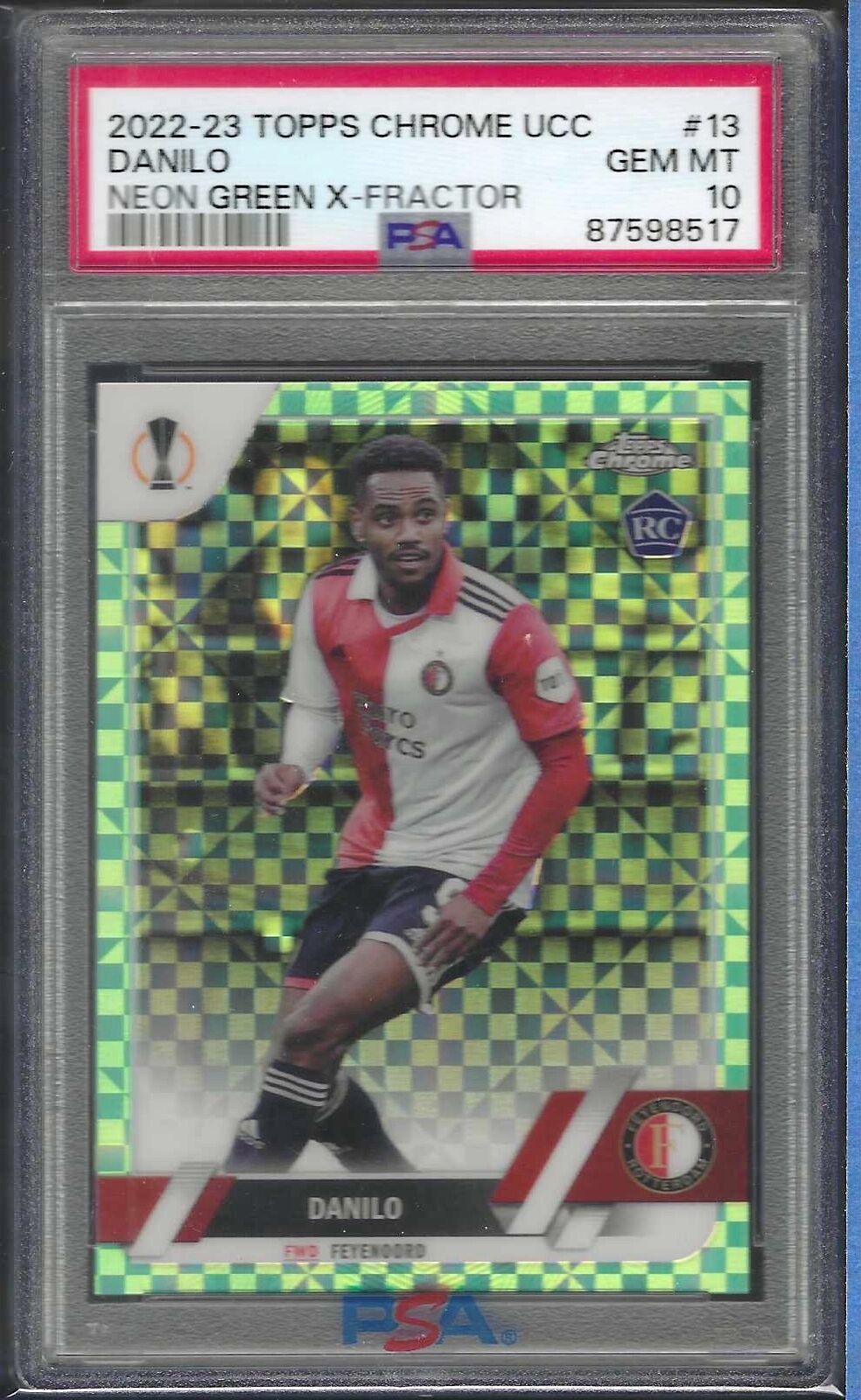 DANILO 2022-23 TOPPS CHROME GREEN X-FRACTOR REFRACTOR RC /399 PSA 10 GEM POP 1/1