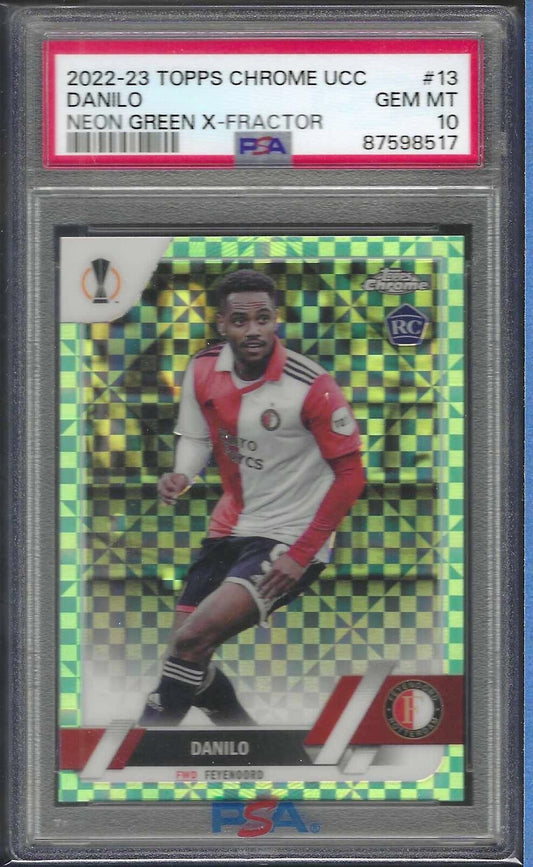 DANILO 2022-23 TOPPS CHROME GREEN X-FRACTOR REFRACTOR RC /399 PSA 10 GEM POP 1/1