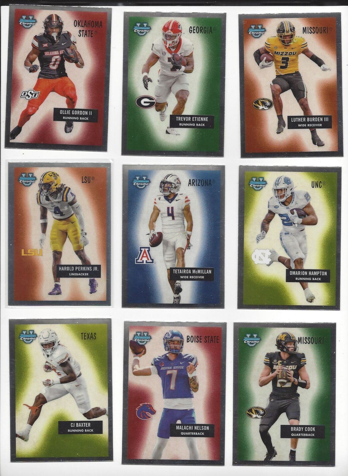 2024 BOWMAN CHROME U FOOTBALL INSERTS QUANTITY SAVE PATH RAMBLIN ICON ACROPOLIS