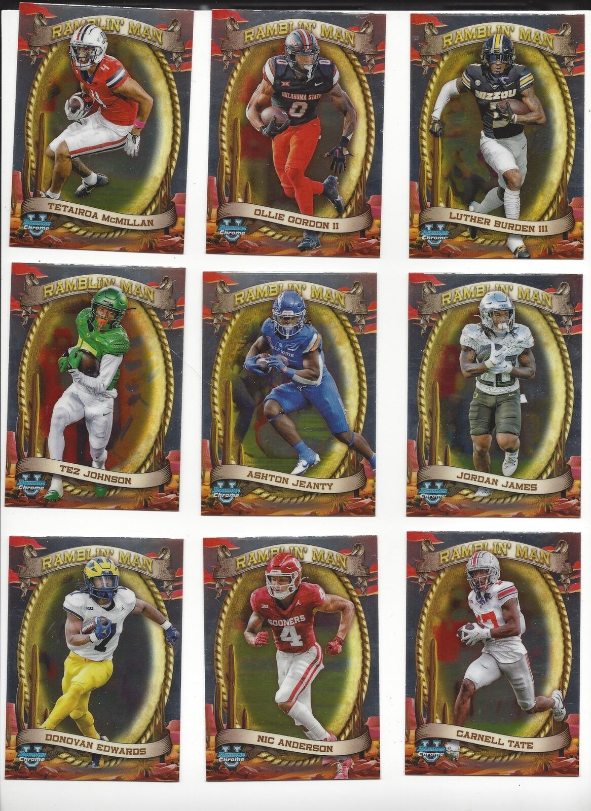 2024 BOWMAN CHROME U FOOTBALL INSERTS QUANTITY SAVE PATH RAMBLIN ICON ACROPOLIS