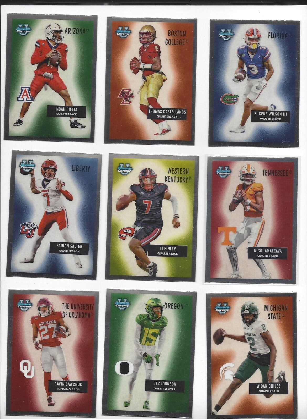 2024 BOWMAN CHROME U FOOTBALL INSERTS QUANTITY SAVE PATH RAMBLIN ICON ACROPOLIS