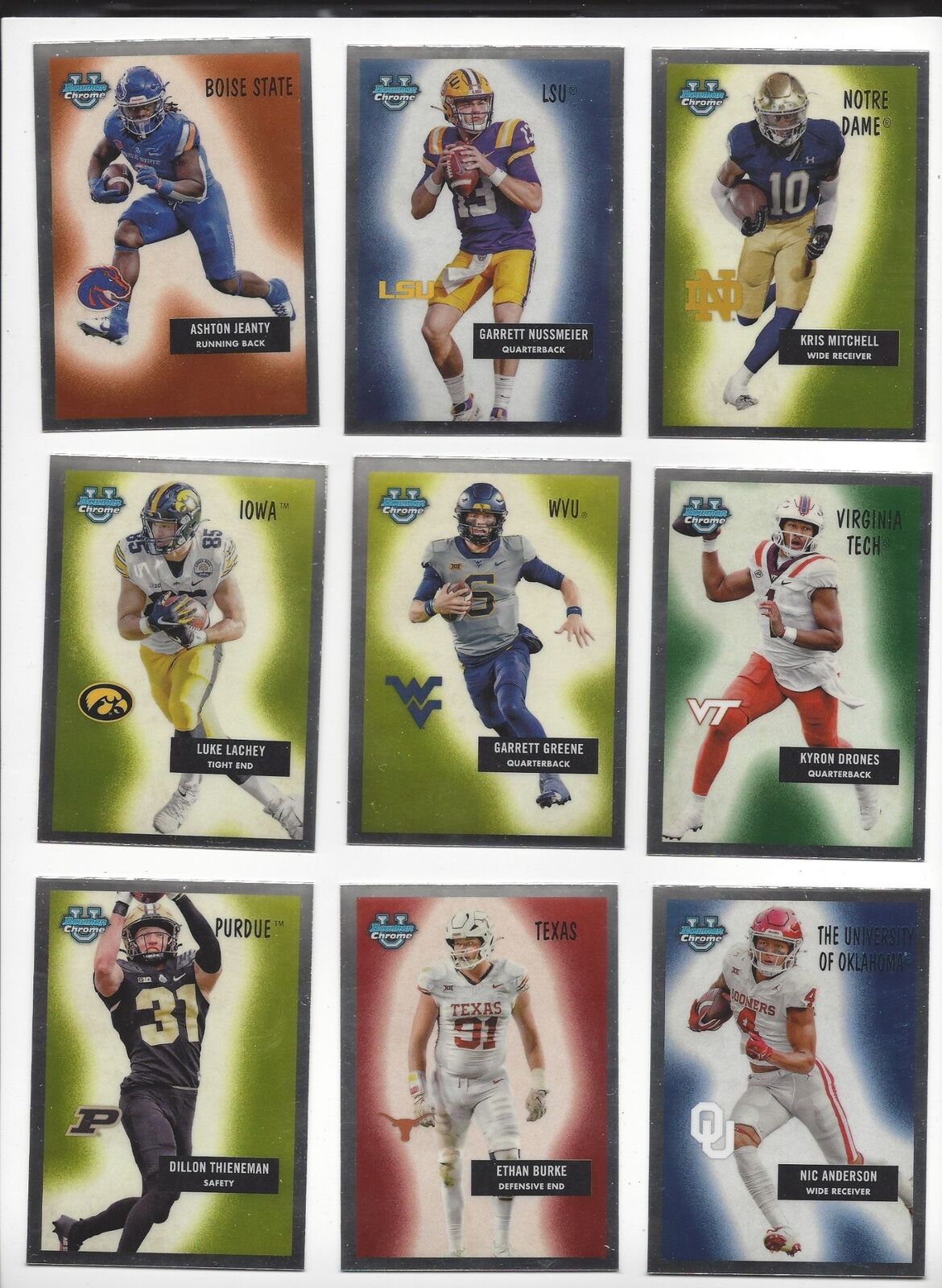 2024 BOWMAN CHROME U FOOTBALL INSERTS QUANTITY SAVE PATH RAMBLIN ICON ACROPOLIS