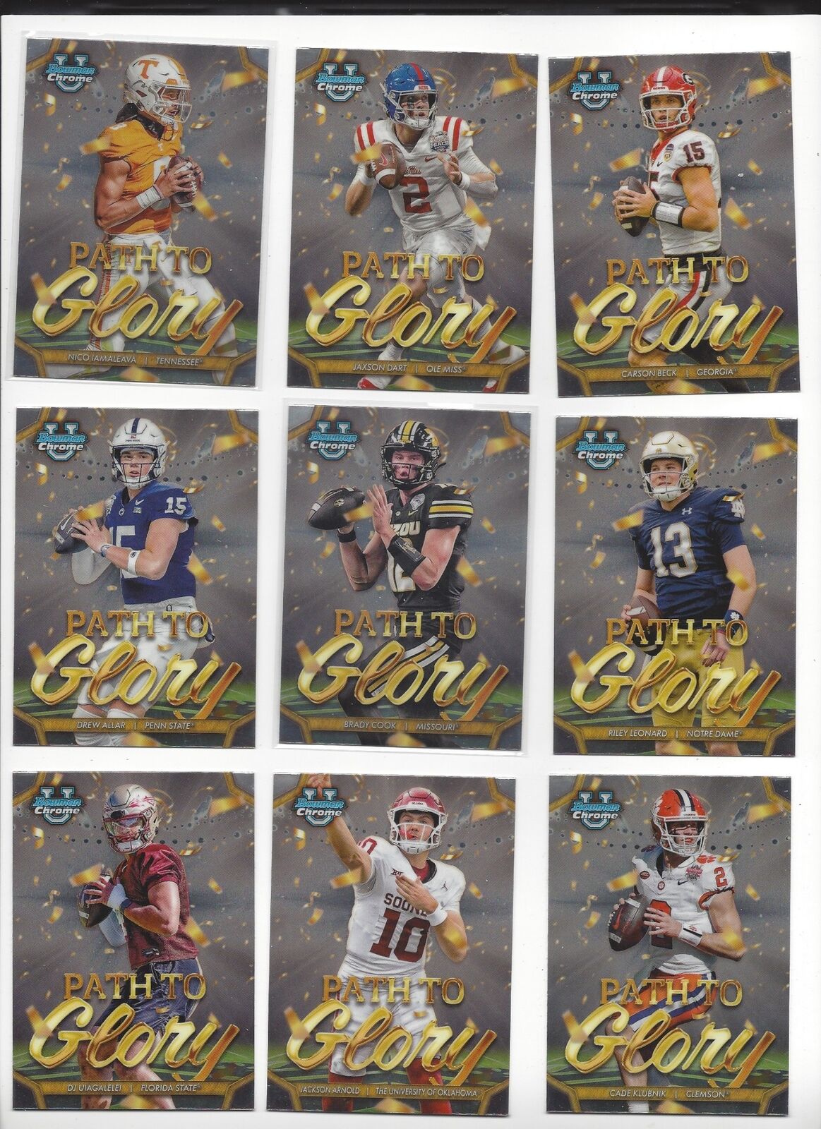2024 BOWMAN CHROME U FOOTBALL INSERTS QUANTITY SAVE PATH RAMBLIN ICON ACROPOLIS