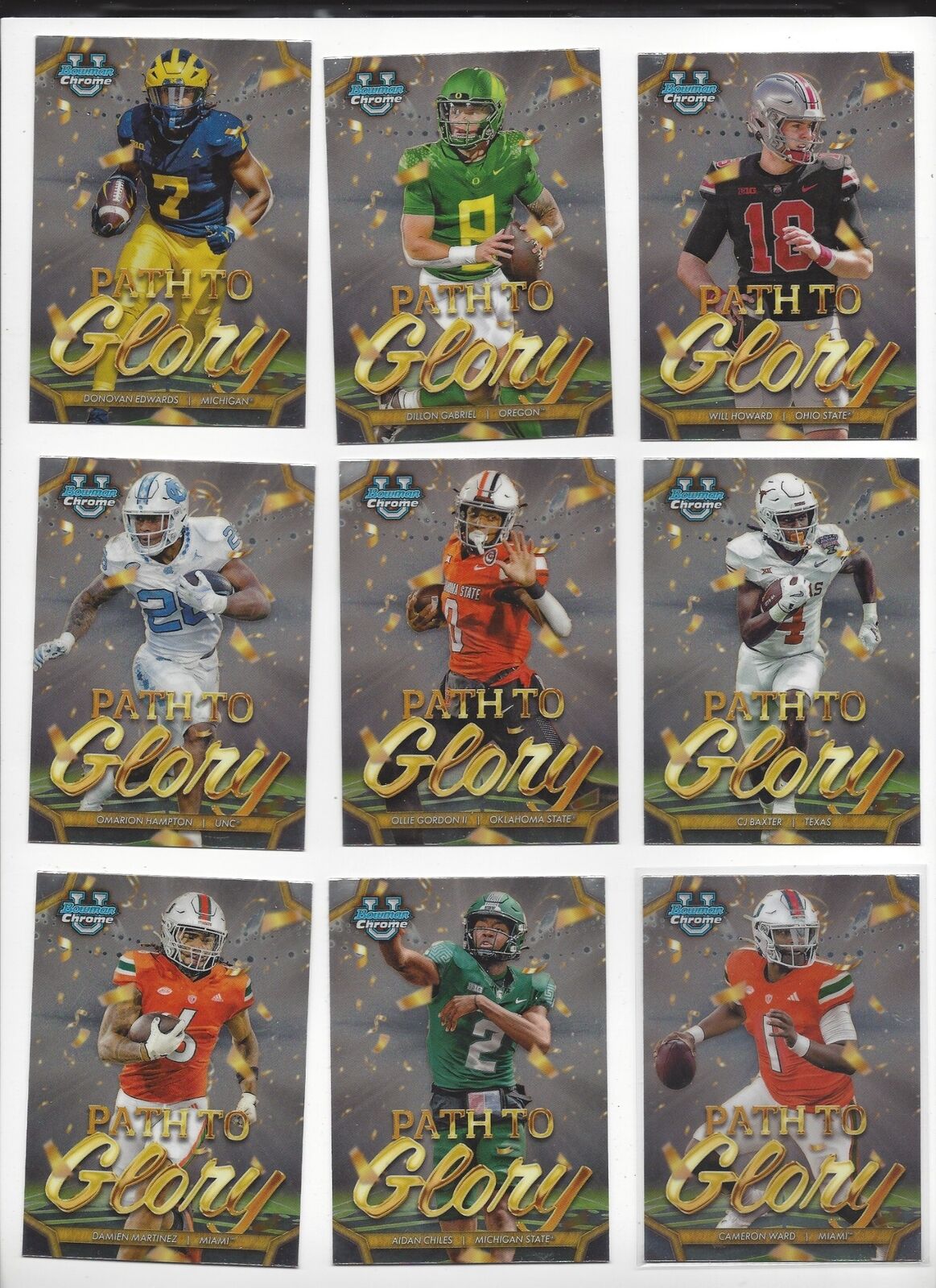 2024 BOWMAN CHROME U FOOTBALL INSERTS QUANTITY SAVE PATH RAMBLIN ICON ACROPOLIS