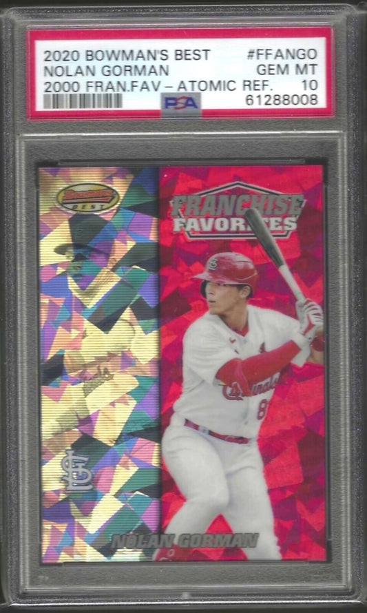 NOLAN GORMAN 2020 BOWMANS BEST ATOMIC REFRACTOR PROSPECT PSA 10 GEM MINT POP 2