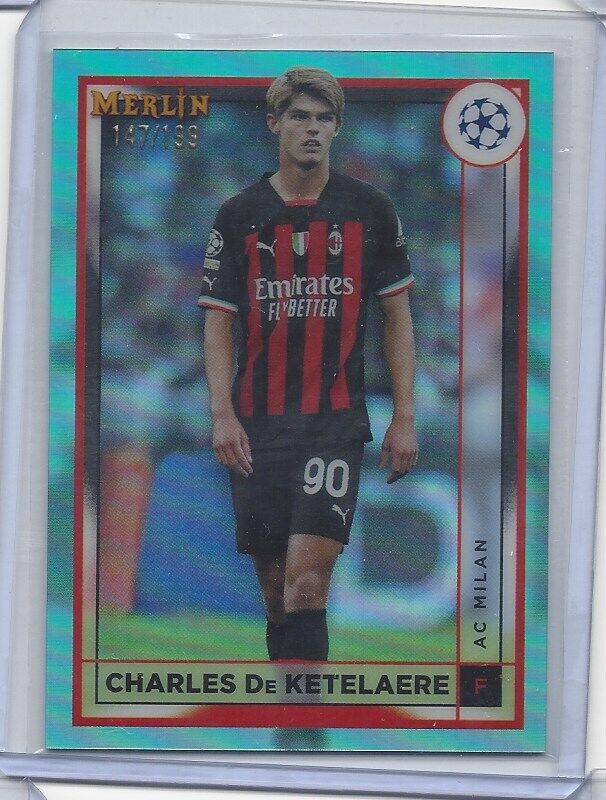 CHARLES DE KETELAERE 2022-23 TOPPS MERLIN CHROME AQUA REFRACTOR #D 147/199