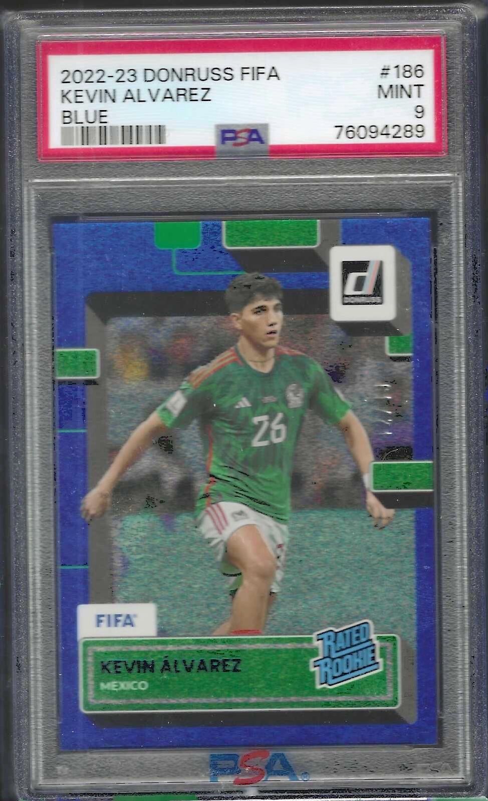 KEVIN ALVAREZ 2022-23 PANINI DONRUSS FIFA BLUE RATED ROOKIE RC /49 PSA 9 POP 2