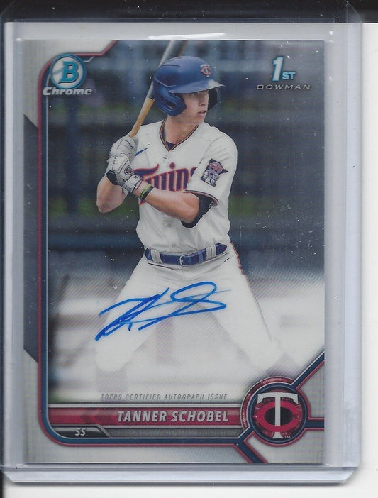 TANNER SCHOBEL 2022 BOWMAN DRAFT CHROME 1ST PROSPECT ON CARD AUTO