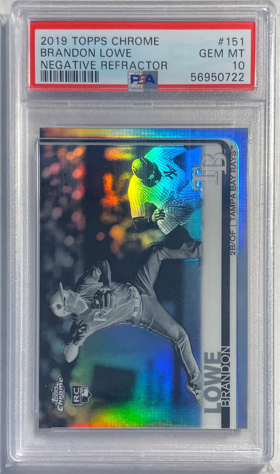 BRANDON LOWE 2019 TOPPS CHROME NEGATIVE REFRACTOR RC #151 PSA 10 GEM MINT POP 13