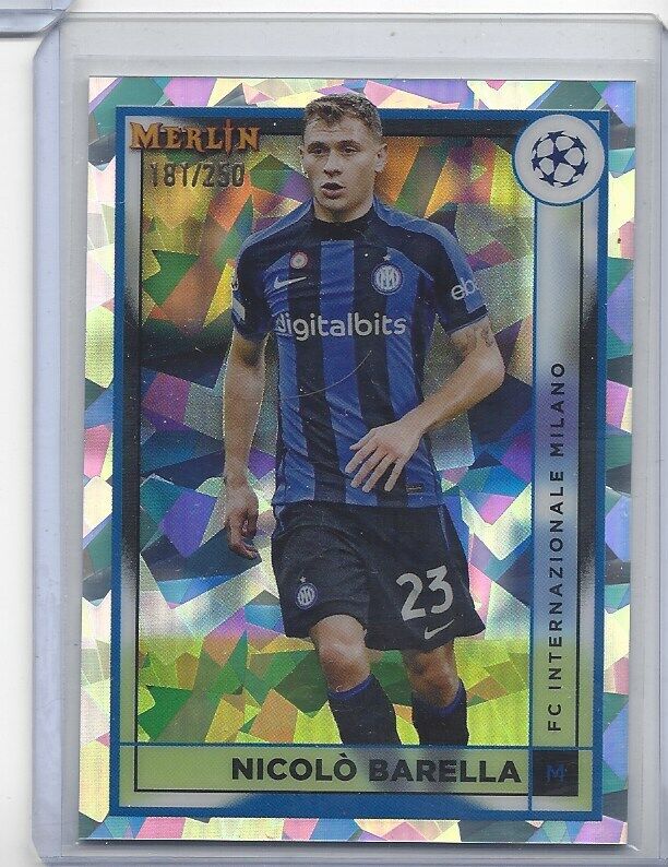 NICOLO BARELLA 2022-23 TOPPS MERLIN CHROME ATOMIC ICE REFRACTOR #D 181/250