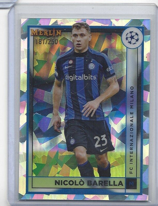 NICOLO BARELLA 2022-23 TOPPS MERLIN CHROME ATOMIC ICE REFRACTOR #D 181/250