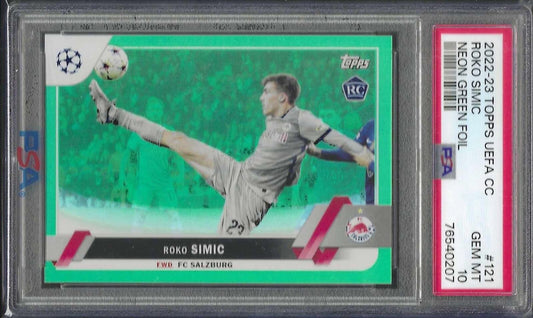 ROKO SIMIC 2022-23 TOPPS UEFA NEON GREEN FOIL RC /199 PSA 10 GEM MINT POP 1/1