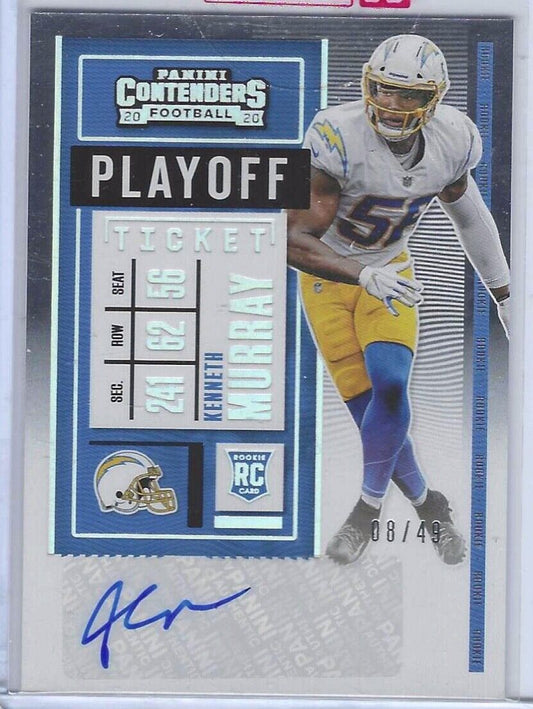KENNETH MURRAY 2020 CONTENDERS PLAYOFF TICKET VARIATION AUTO RC #D 8/49