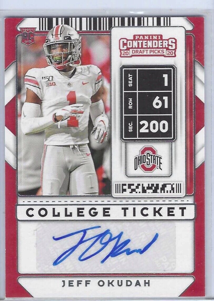 JEFF OKUDAH 2020 CONTENDERS DRAFT PICKS COLLEGE TICKET AUTO RC #156