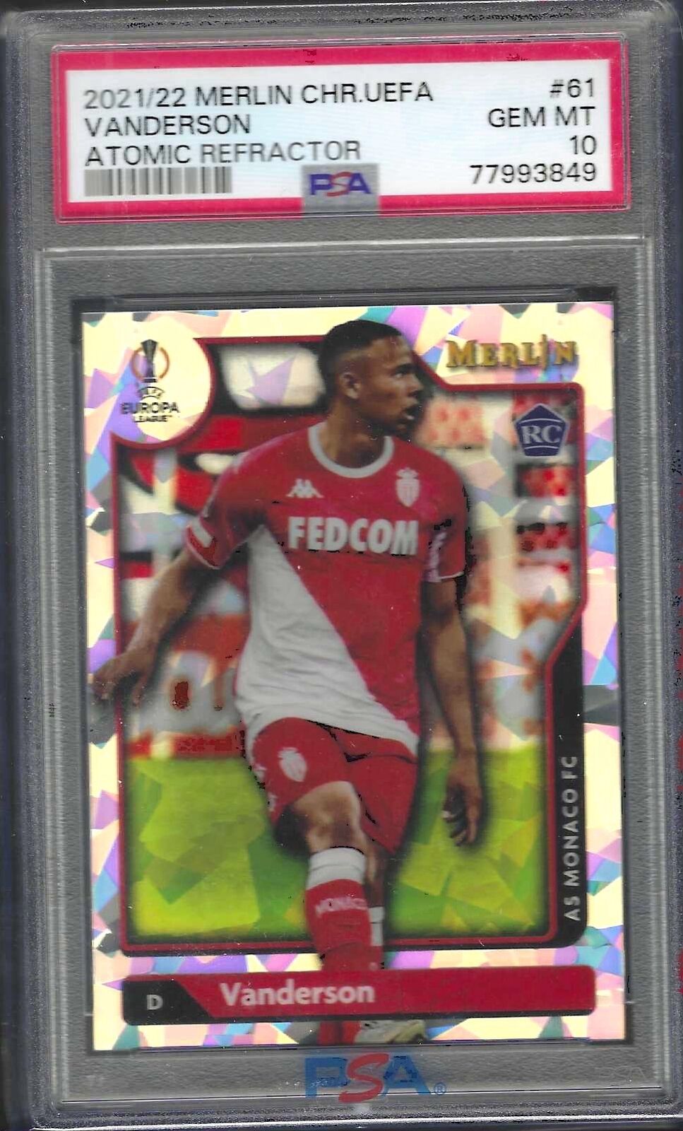 VANDERSON 2021-22 TOPPS MERLIN ATOMIC REFRACTOR RC /250 PSA 10 GEM MINT POP 4