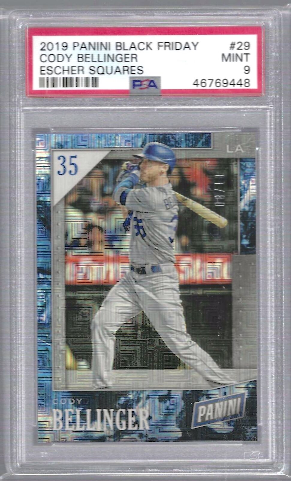 CODY BELLINGER 2019 PANINI BLACK FRIDAY ESCHER SQUARES /10 PSA 9 MINT POP 1/1