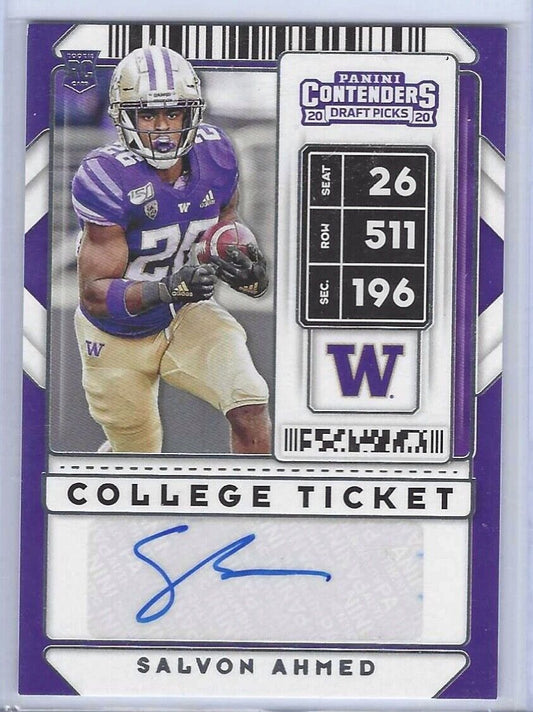 SALVON AHMED 2020 CONTENDERS DRAFT PICKS COLLEGE TICKET AUTO RC #317